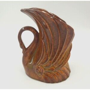 Vintage Niloak Pottery Swan Planter Reddish Brown 7” Tall Art Pottery